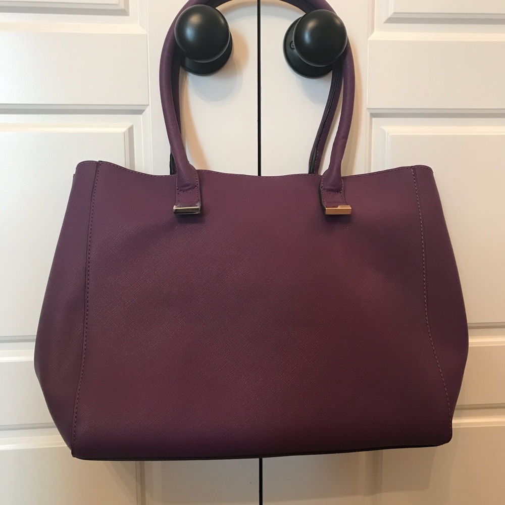 Plum purple laptop tote and matching purse.